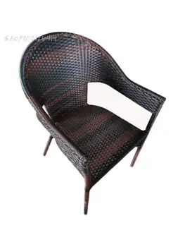 חיצונית קש כיסא יחיד בחזרה כיסא מודרניים השזורים פנאי הביתה מרפסת קשישים חצר חיצונית משענת יד הכסא
