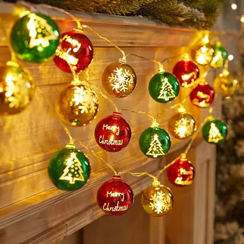 הוביל כדור חג המולד כוכב אורות מחרוזת DIY עץ חג המולד Decors מופעל באמצעות סוללה תלוי תליונים קישוטי חג מולד פיות תאורה