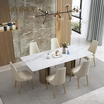 מודרני לוח שולחן האוכל בסגנון איטלקי אור יוקרה מעצב יוקרתי מסעדה מודרני מינימליסטי מלבני רהיטים FGM