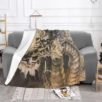 דרקונים של חיה, שמיכה אנטי פילינג צמר קישוט אגדה סינית אנימה נייד רך לזרוק שמיכות על הספה הספה השמיכה