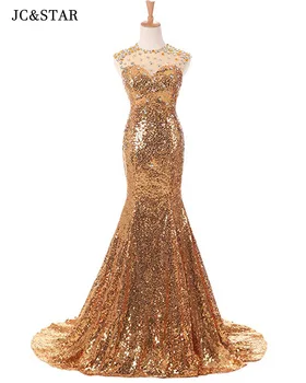 זהב נצנצים שמלות לנשף סקסית תחרה קריסטל בת ים vestidos דה פיאסטה elegantes פארא mujer לראות רשמי שמלות ערב