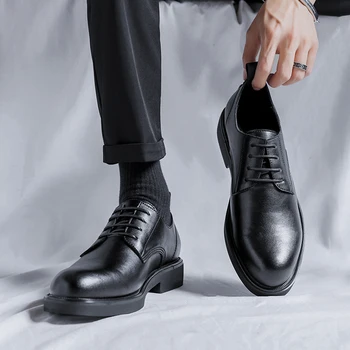 שחור אוקספורד עור נעלי גברים אופנה מזדמן מחודד בוהן רשמית אנשי עסקים שמלת החתונה של משרדי נעליים