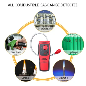 גז דליפת גלאי גז נייד דליפת סניפר נשמעת אזעקת אור עם בדיקה גמיש עבור מטבח גז /מיכל גז/גז טבעי/גז צינור