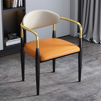 סקנדינבי מינימליסטי כסאות אוכל ייחודי מתכת משענת יד מחכה כיסאות נוח משענת גב Comedor דה 4 Silla ריהוט הבית