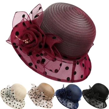 7 צבעים 2023 חדש קיץ נשים לנשימה דלי עם כובע צמר נקודה פרח עיצוב אופנה אלגנטית שוליים רחבים, דייג קאפ