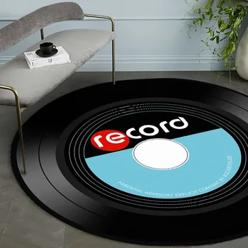 רטרו התקליט ויניל הדפסה גדול עגול שטיחים שטח עיצוב הבית השטיח בסלון שטיח הרצפה קישוט חדר השינה משחקים כסא מזרן