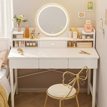לבן מראה איפור אורות Cabinet אחסון מודרני איפור שידת איפור מינימליסטי Tavoli דה Trucco נורדי רהיטים LJ50DT
