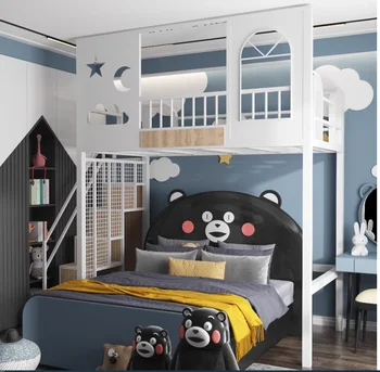 ברזל אמנות גבוהה עם מיטה זוגית בקומה העליונה של ילדים קומותיים יחידה קטנה מחוזי שטח פנטהאוז המיטה
