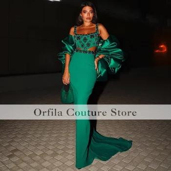 ערבית שמלה לנשף בתולת ים עם עיוות ירוק כהה שתי חתיכות ערב רשמית מסיבה, קבלת פנים יום הולדת אירוסין שמלות שמלה