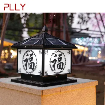 PLLY חיצונית סולארית פוסט מנורת LED יצירתי סינית עמוד תאורה אטימות IP65 הביתה וילה חצר מרפסת