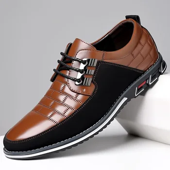 גברים נעלי ספורט נעלי מותג אופנה תחרה קלאסית-למעלה מזדמנים נעלי נעלי עור Pu שחור לנשימה עסקי גברים נעלי גודל גדול