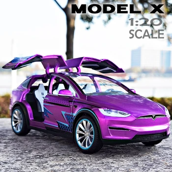 1:20 טסלה, מודל X סגסוגת דגם המכונית Diecast מתכת צעצוע שונה רכב רכב מודל סימולציה אוסף נשמע האור ילדים צעצוע מתנות