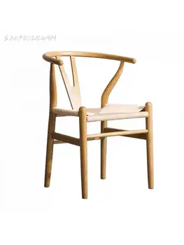 נורדי עץ מלא קש האוכל הכיסא y הכסא בבית הכסא אירוח אצל משפחה חדר תה בחזרה כיסא מודרני מינימליסטי יצירתי כורסה