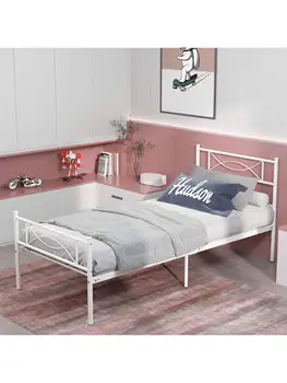 מתכת מיטה זוגית מסגרות לילדים עם ראש המיטה מדרך לכיוון לבן