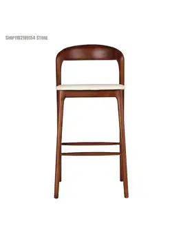 נורדי עץ מלא בר הכיסא מעצב מינימליסטי מודרני משענת כיסא גבוה בצבע אגוז הביתה בר כיסא בר הכיסא