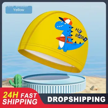 חמודים הילדים שחייה, כובעי עמיד למים PU ציפוי בד המצויר תנין כוכב הילדים לשחות בבריכה רחצה כובע כובע בנים בנות