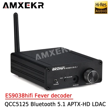 AMXEKR QCC5125 Bluetooth 5.1 מקלט ES9038 מפענח APTX-HD LDAC מפענח Hifi חום קטן בבית מפענח