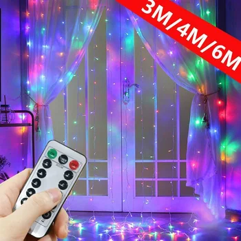 3/4/6M USB LED גרלנד וילון האורות 8 מצבי שליטה מרחוק מחרוזת אור עיצוב חתונה חג המולד בבית חדר שינה חדש שנה על המנורה