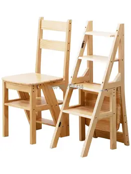 Trojan אדם מעץ מלא סולם הכיסא משק הסולם כיסא מתקפל דו-שימושי סולם שרפרף מקורה טיפוס דוושת מדרגות