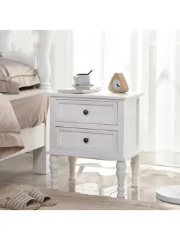 אמריקאי מעץ מלא שולחן ליד המיטה פשוט הלבשה לילדים, ארון אחסון קטן בארון צר ארון לבן שני דלי