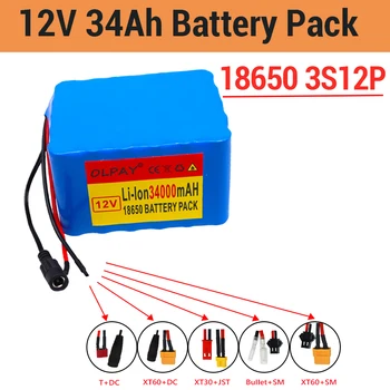 Batterie ליתיום 3S12P 12V 34Ah 11.1 V 12.6 V, יוצקים onduleur, lampe solaire au xénon, réverbère, voiture de tourisme, וכו'