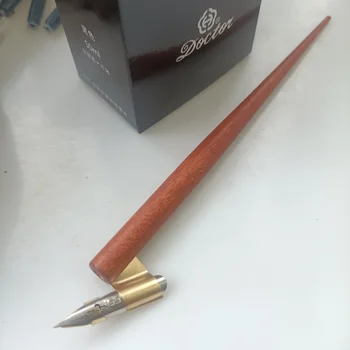אנגלית כתיבה כתיבה עץ אלכסוני לטבול מחזיק עט גמיש החוד
