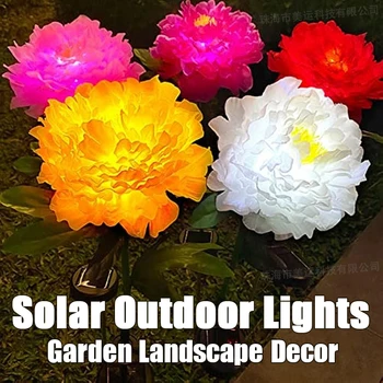2Pcs גן סולארית פרח אורות ראש יחיד אדמונית חיצונית קישוט כף המאזניים LED נוף מסלול שביל פטיו הדשא בגינה מנורות