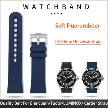 23mm באיכות גבוהה עמיד למים רכים פלואור גומי רצועת שעון להחליף על Blancpain/טודור/Luminox/שעון קרטייה חגורת אבזם סיכה