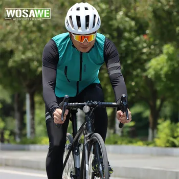 WOSAWE רכיבה על אופניים האפוד רוח איש ירוק 2023 שרוולים אופניים גילט שחור חיצוני קל משקל Windproof MTB ספורט רוח האפוד