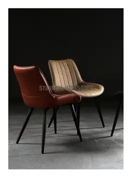 נורדי אור יוקרה האוכל כיסא עור ומתן משענת הכיסא משק בית יחיד איפור כיסא מודרני פשוט פנאי