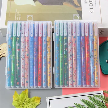 6 תיבה/הרבה Kawaii חג המולד ג ' ל עט סט חמוד 10 צבעים ציור עטים במשרד הספר משרדי מכשירי כתיבה לילדים מתנה