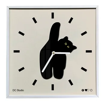 חתול לצפות יצירתי נורדי שעון שעון קיר סלון מודרני מינימליסטי מסעדה שעון אילם קישוט הקיר