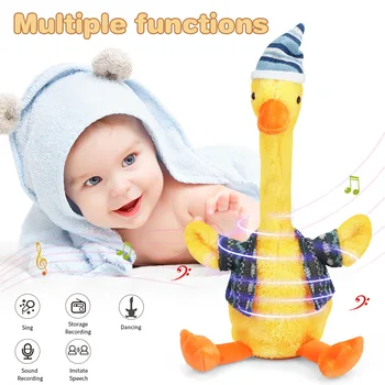 תינוק מוסיקלי ברווז חשמלי צעצועים קטיפה לרקוד לשיר פיתול ברווז חוזר על חיקוי Electrionc צעצוע של בובת בנים ובנות