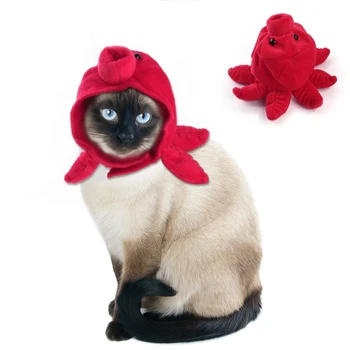 כובע חתול מחמד קאפ לשמור על חום אדום הכובעים תמנון להתלבש תלבושות Cosplay אביזרים עבור חתולים וכלבים 87HA