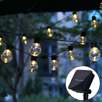 2023 פטיו שמש LED מחרוזת אור חג המולד G50 העולם לויה הנורה פיית אור חיצוני מסיבת גן גרלנד החתונה דקורטיביים