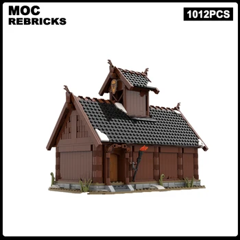 ימי הביניים סדרה מודולרי הבניין נורדי המקדש MOC הבית ויקינג מודל טכני לבנים הרכבה לילדים צעצועים מתנות 1012 מחשבים