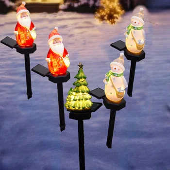 חג המולד סנטה שלג שמש אורות LED הדשא המנורה לקישוט הגן עמיד למים שרף אורות חג המולד חיצונית מנורה סולרית