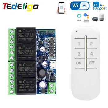 Tedeligo Ewelink WiFi חכם מתג DC 12V 24V 48V USB 5V 4CH ממסר מקלט בקר עם תזמון שליטה קולית,Alexa, Google