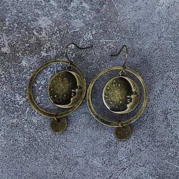 עתיק השמש הירח עגילים לנשים האישיות עיצוב בוהו וינטג ' ארד עגילים להשתלשל תכשיטים