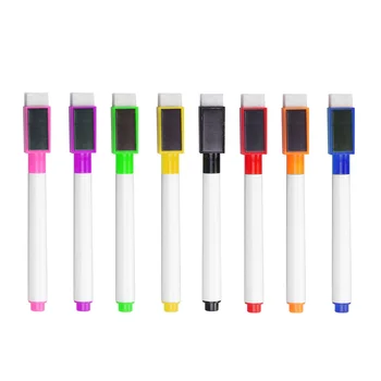 8PCS רב שימושי צבעוני נייד מיני מקרר סמנים 8 צבע מגנטי מחיק עט יבש למחוק סמנים המורה מתנה
