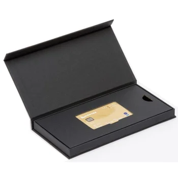 שחור נייר קרטון כרטיס תיבת אריזה מותאמת אישית נוקשה הספר בצורת אשראי עסקי החתונה כרטיס מתנה קופסת