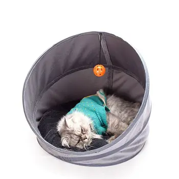 חיית מחמד חדשה מתקפל נייד חמוד חתול בית לסל מצרכים חיות מחמד אוהל קורל קטיפה חום עגול רך שטיח חתלתול המערה ישנה במיטה