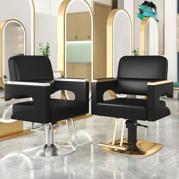 סלון שיער מיוחד הכיסא 2023 החדש 360°סיבוב גדול העובד כסא מעלית סלון שיער חיתוך הכיסא אור יוקרה זהב שחור הכיסא