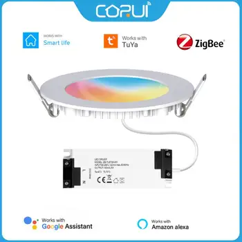 CORUI Tuya Zigbee חכם Downlight 6W RGB LED ניתן לעמעום אור הזרקורים אלקסה הבית של Google בקרת התזמון התקרה אור חכמה החיים