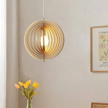 עיצוב חדר Led אמנות נברשת תליון מנורה אור יפנית מוצק פשוט מסעדה יצירתי rotatable פנס יומן סגנון להישאר
