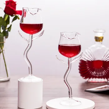 כוס יין משובח בסיס יציב שקוף רוז צורת גביע גביע הביתה, כוס יין, שמפניה, יין אדום, יין חוש עיצוב