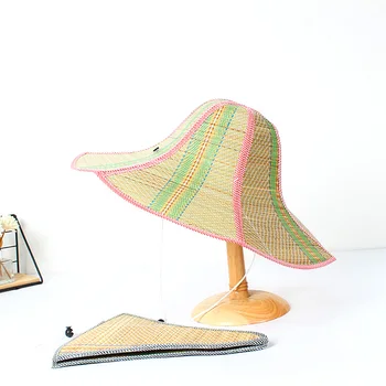 מתקפל כובע קש דיג שמש כובע גברים, נשים, טיולים נסיעות קמפינג מתקפל הגנה מפני השמש שרוך שחור רחב שוליים כובע קש