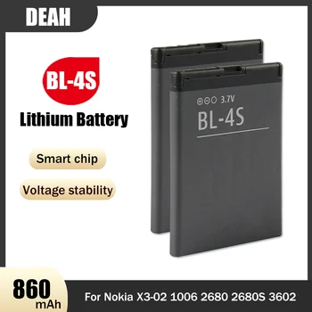 BL-4S BL-4S BL4S 3.7 V 860mAh Li-Ion סוללה הניתנת להחלפה על Nokia 1006 2680S 3600S 3602S 6202C 6208C 7100S נטענת Batteria