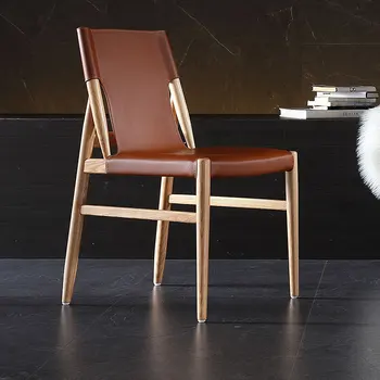 נורדי עמיד למים כסאות אוכל עץ מודרני Luxery ארגונומי מעור, כסאות מטבח טרקלין Sillas Comedor מסעדה Furiture