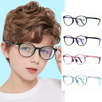ילדים אנטי-אור כחול משקפיים ילדים, בנים בנות שקוף סיבוב הטלפון למחשב משקפיים אופטיים מסגרות משקפיים לנקות את העדשה